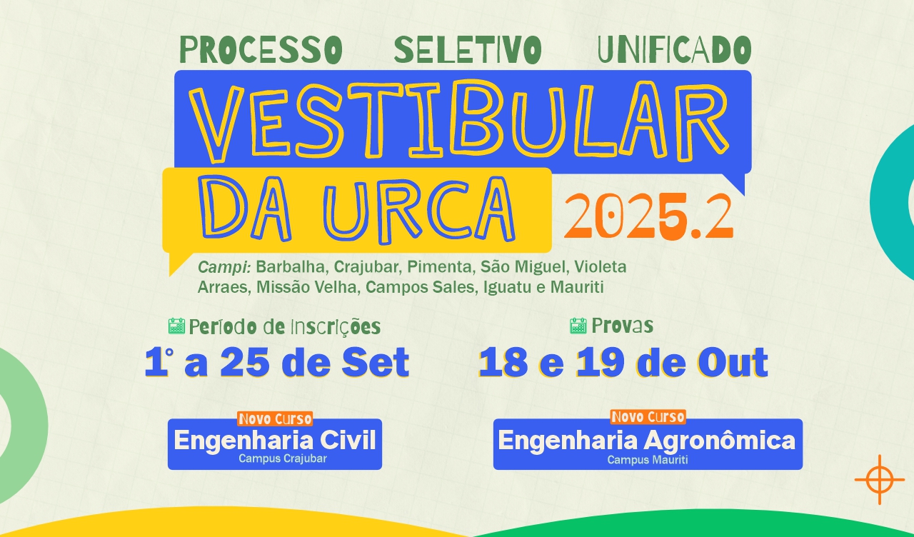 Inscrições abertas para o vestibular 20225.2 e 2026.1