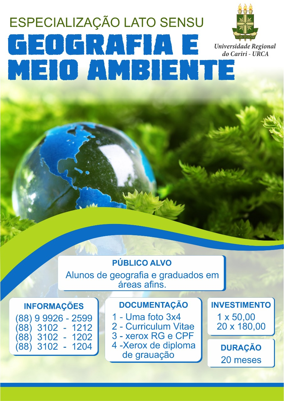 Últimas vagas para a Especialização em Geografia e Meio Ambiente ...