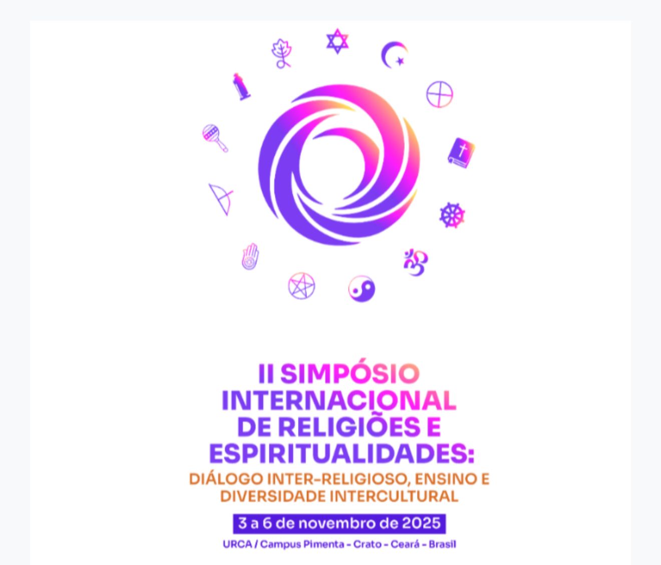 Abertas as inscrições para o II Simpósio Internacional de Religiões e Espiritualidades